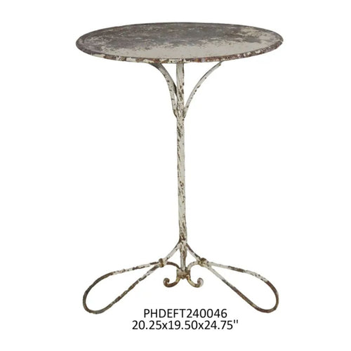 Tuleries Round Iron Table in Distressed White