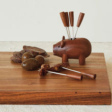 Sapele Wood Pig with Appetizer Sticks Set