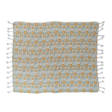 Woven Printed Throw Blanket With Flowers