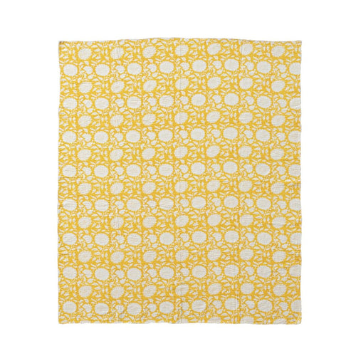 Yellow Voile Block Printed Throw